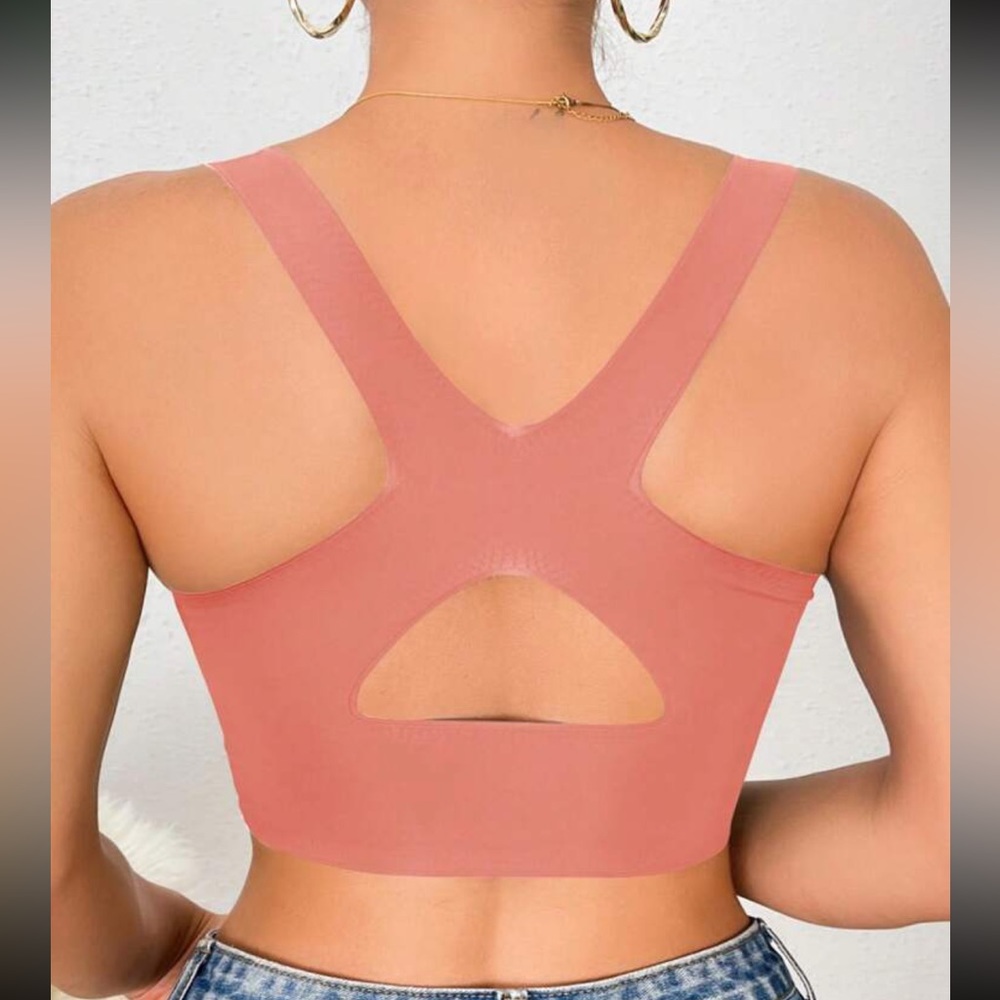 Boho crisscross front lace bralette cropped cami top - Picture 3 of 4